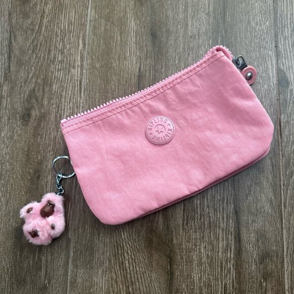 Kipling CREATIVITY SMALL POUCH  coin bag or organizer in cosmo pink with monkey - Picture 1 of 10